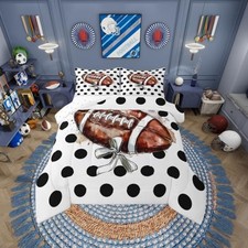 Rugby Comforter Set Size for Boys Football Bedding Set Twin Black White Brown