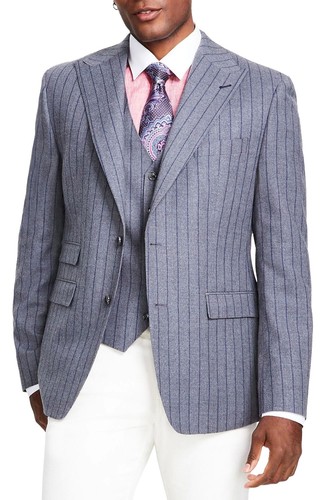 Tayion Collection Mens Classic-Fit Pinstripe Sport Coat 40 Regular Grey NWT $425