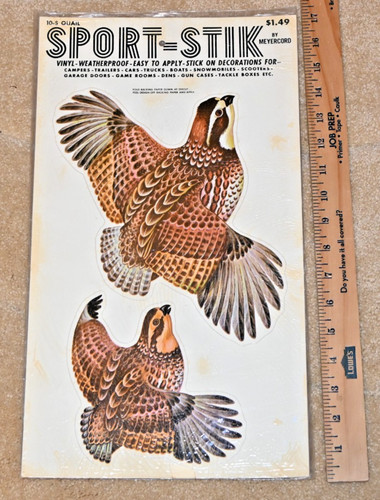 1970s Meyercord Sport- Stik Vinyl Waterproof Sticker 10-S Quail NOS