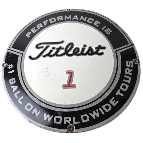 Vintage Titleist Golf Sign - #1 Ball Golfing Dealer Porcelain Gas Pump Sign