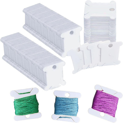 300 Pieces Plastic Floss Bobbins for Cross Cotton Thread Craft DIY Sewing Storag