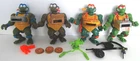 4 PC VINTAGE 1993 TMNT NINJA TURTLES PIZZA TOSSIN' TURTLES W/ ACCESSORIES