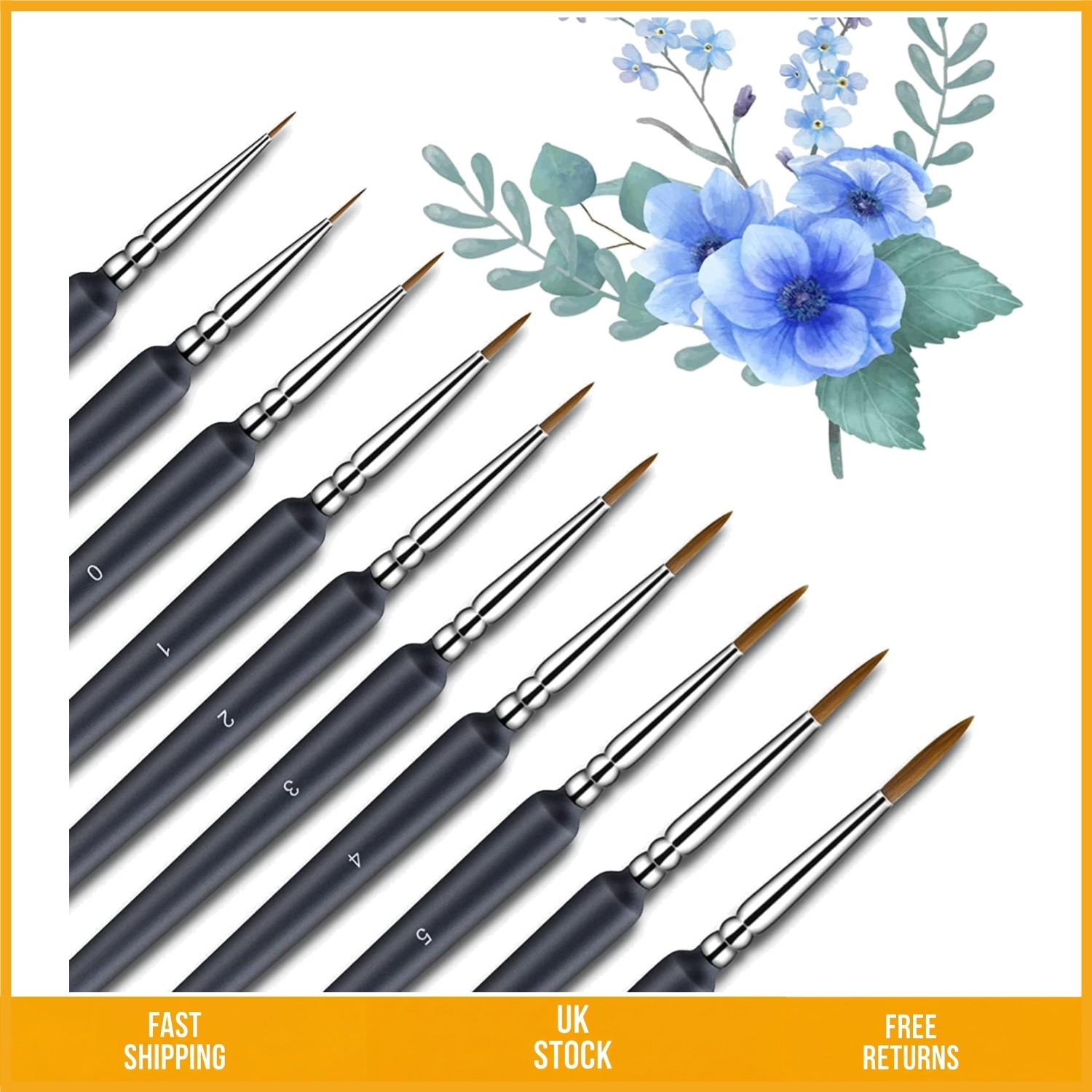 Professional Ergonomic Miniature Fine Detail Paint Brushes For Artists 10 Pcs