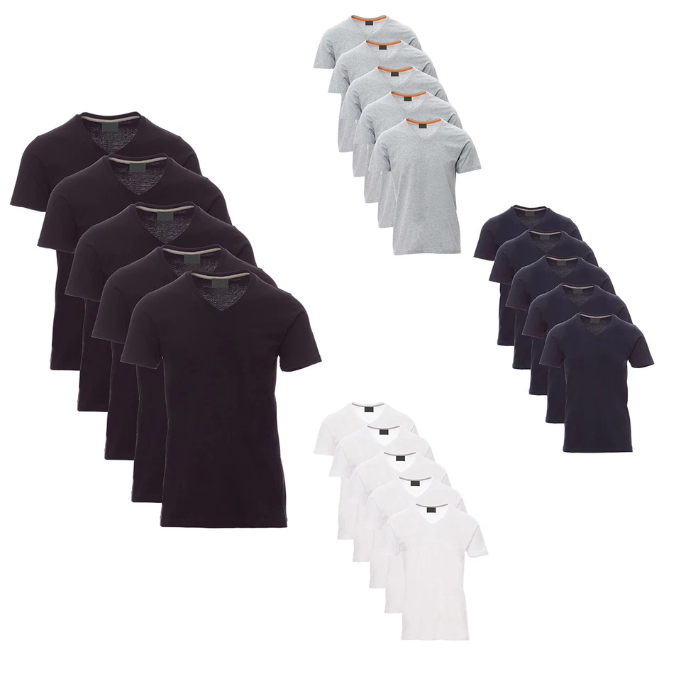 5er Pack Herren T-Shirt V-Ausschnitt V-Neck Baumwolle Kurzarmshirt Kurzarm Shirt - Bild 1 von 1