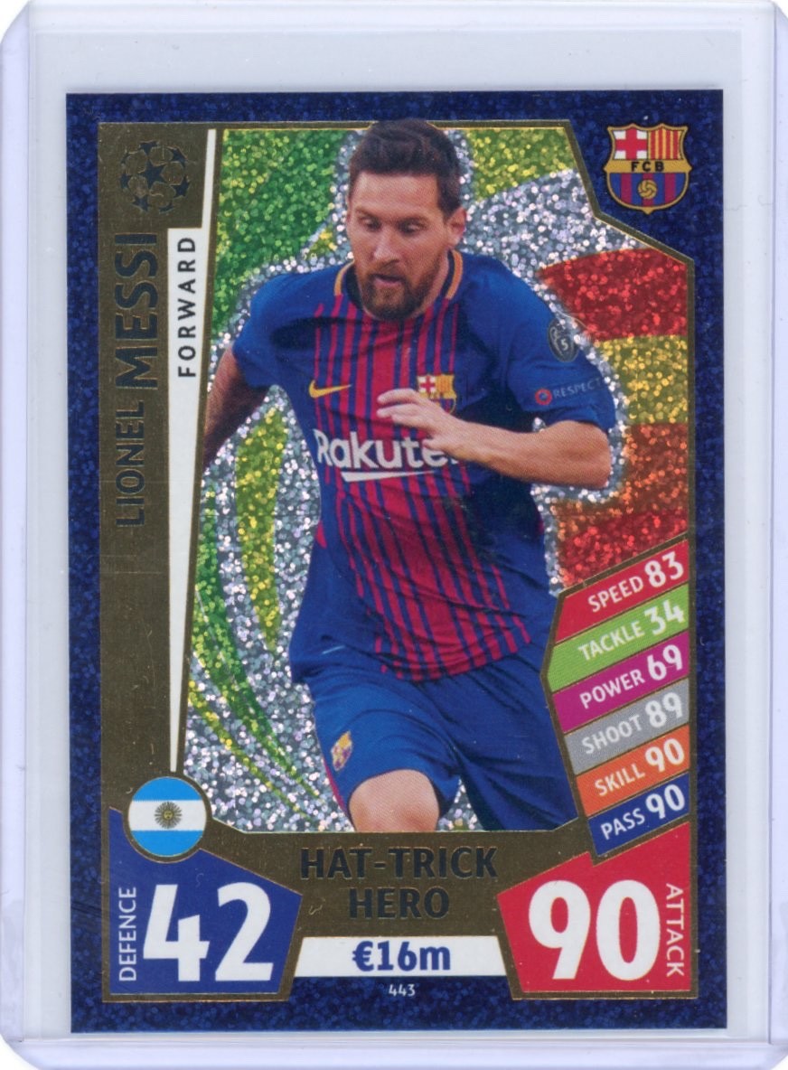 2017-18 Topps UEFA Match Attax Lionel Messi #443 Hat-Trick Hero view 1