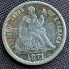 1871 ~ Seated Liberty Dime ~ RARE Key Date ~ XF ~ Shipwreck Effect ~ Dark Toned