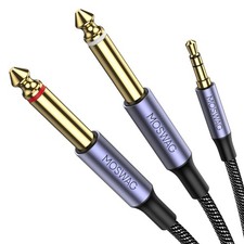 3.5mm 1/8 Trs To 2 X 6.35mm 1/4 Ts Mono Y Cable 3.28ft/1meter Splitter Cable C