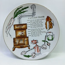 A Kitchen Prayer Plate Enesco 7.5" Gold trim