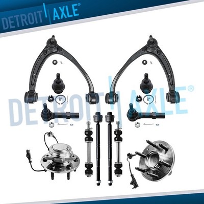 12pc Front Wheel Hubs Upper Control Arms Tie Rods Kit for Silverado Sierra 1500