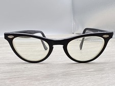 American Optical AO VINTAGE CATS EYE GLASSES. 5 1/4 Silver Accents 1950s 60s