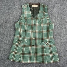 Vintage Pendleton Woolen Mills Plaid Vest Green 100 Virgin Wool Size 12