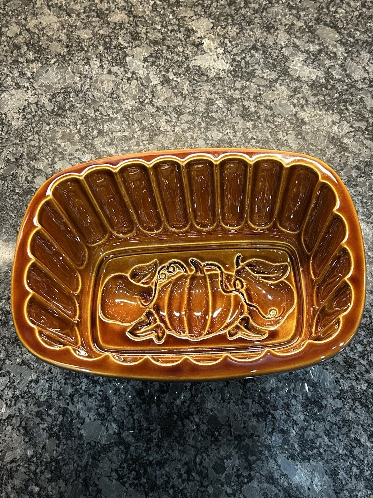 Williams-Sonoma Autumn Harvest Glazed Brown Ceramic Loaf Baking Pan/Jello Mold