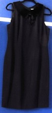 EUC Basic BLACK DRESS by Expressions VELVET Collar SLEEVELESS Sz 12 Made in USA