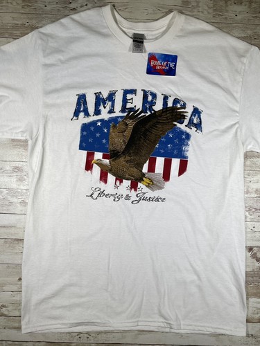 American Flag Men’s White T-Shirt Short Sleeve Patriotic Size Large NEW - Picture 3 of 11