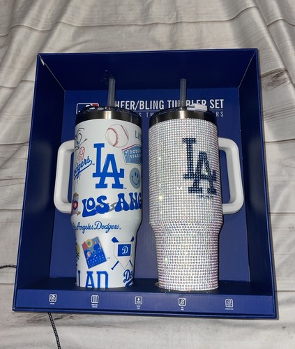 2 Los Angeles LA Dodgers Studded Bling 40 Tumbler Water Bottle Sparkles
