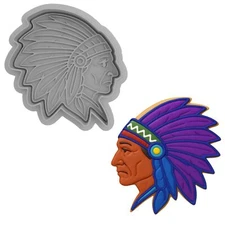 Mighty Gadget Native American Chief Cookie Cutter & Stamp 4x3.59" (Random Color)