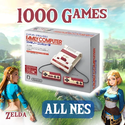 Nintendo Famicom Classic Mini NES HDMI Retro Console Built-in Games 1000 2 Contr