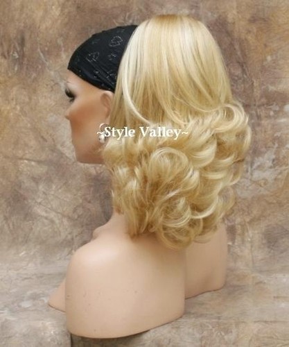 Blonde Mix Ponytail Hairpiece LONG Claw Clip in/on Curly Extension Hair Piece - Picture 2 of 2