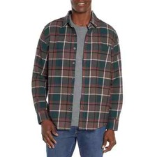 Eddie Bauer Men's Bristol Flannel Shirt Size S Mocha Overland Plaid