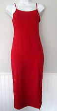 Ambiance Midi Red Dress Side Slit Adj Spaghetti Straps Women's Size S