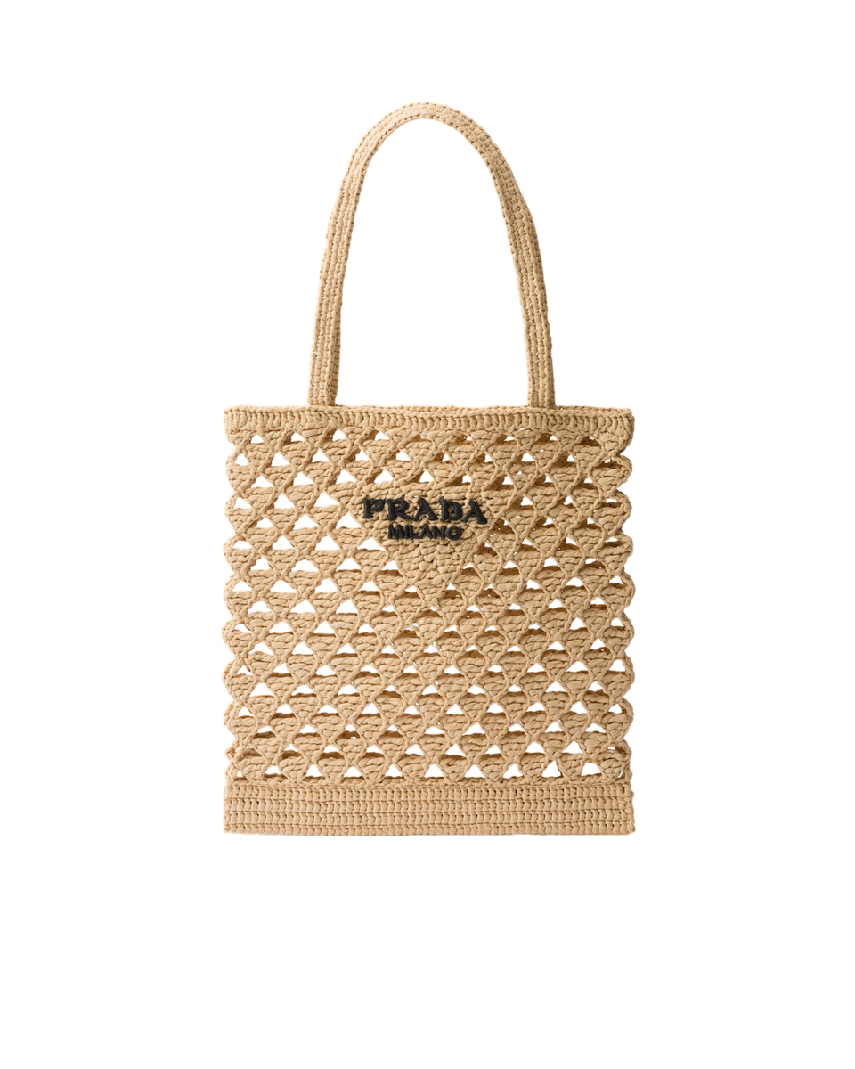 PRADA $1950 Crochet Natural Tote Bag New And Authentic | eBay