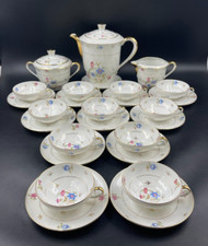 SERVIZIO Tè CAFFè CAPPUCCINO PORCELLANA CHASTAGNER & Co Limoges fiori avorio oro