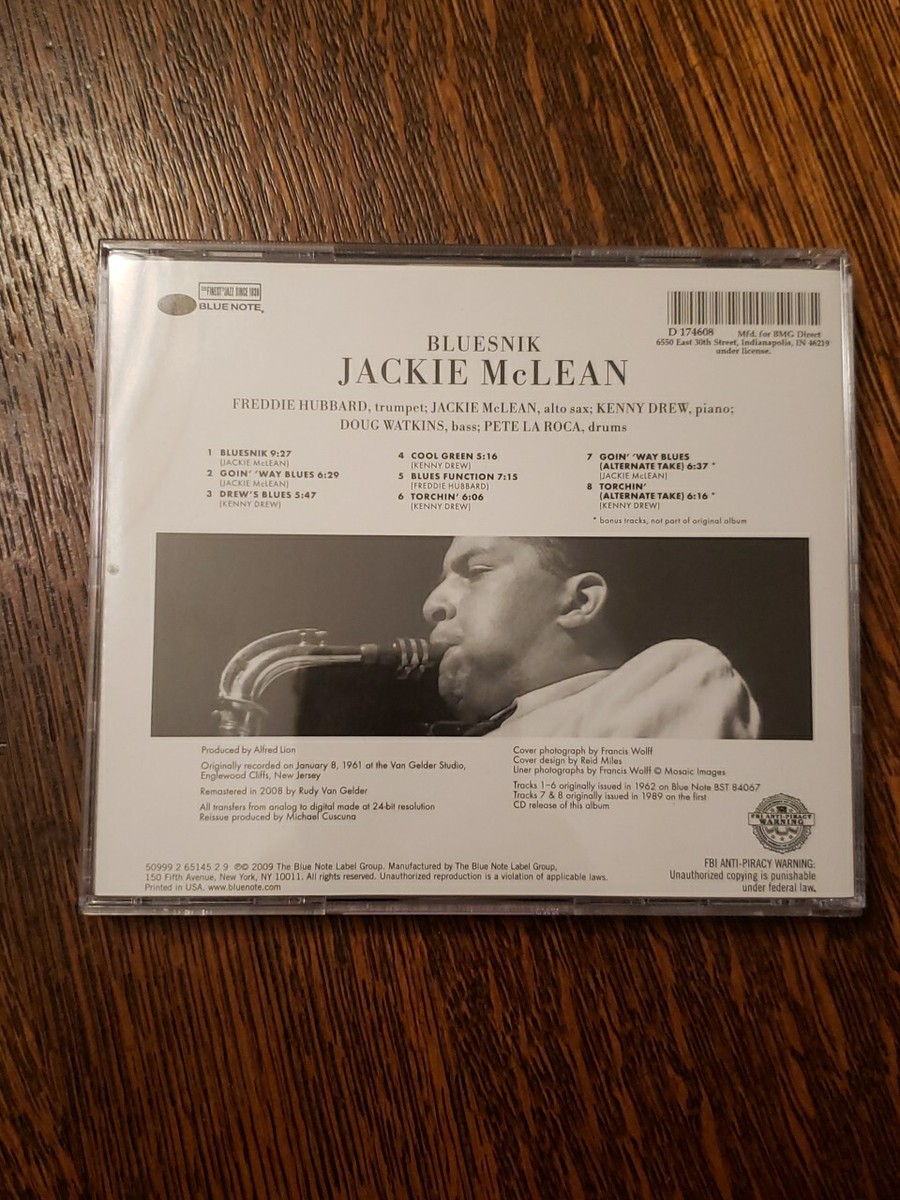 Jackie McLean Bluesnik CD 1989 Blue Note Release | eBay