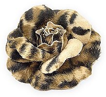 Brooch Faux Fur Fabric Leopard Print Rose - BC-0052