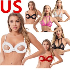 Womens Bra Tops Underwire Nightclub Open Nipple Bralette Nightwear Balconette
