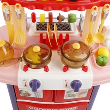 Plastic Tableware Kitchen Set With Sound, Light And Spray Function Kid Toy Gift
