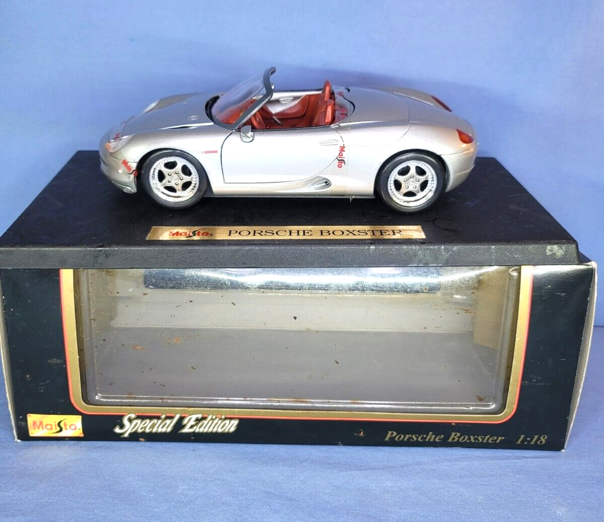 Porsche Boxster Model Silver & Red Interior Diecast 1/18 MAISTO