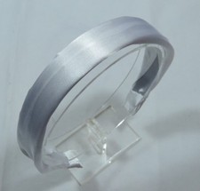 Semi Scrunched Satin White Fabric Covered Hard Fashion Headband 1 in wide