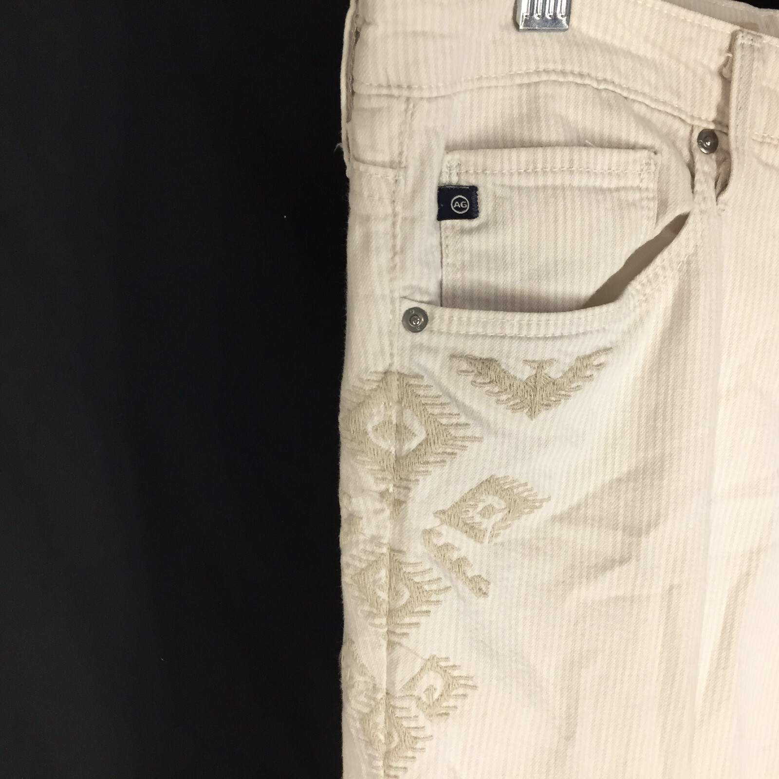 AG Adriano Goldschmied Women's The Stilt Roll-Up Cigarette Jeans Embroidered 30 thumbnail 2