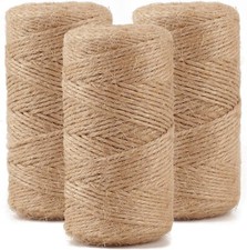 984 FT Natural Jute Twine,1.5mm Twine String,3ply Thin Ribbon Hemp Twine 3 Roll 