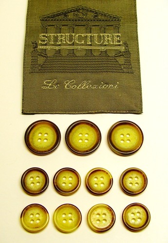 STRUCTURE Replacement buttons 11 brown plastic jacket buttons, Good Used Cond.