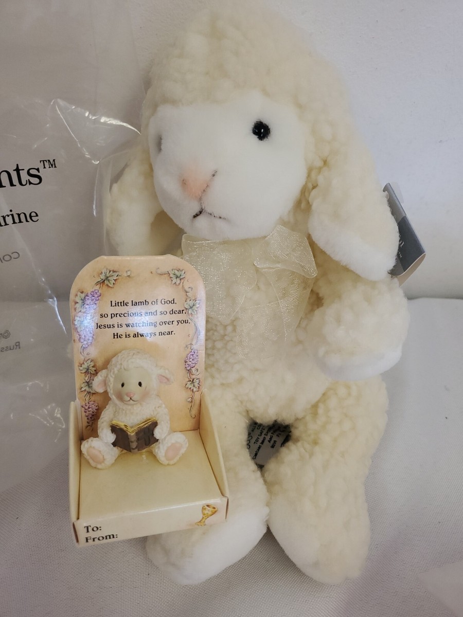 Russ Berrie FLUFFLES LAMB Prayerfull Thoughts W Figurine Plush
