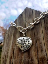 Pets Leave Paw Prints on Our Hearts Charm Bracelet Silver Loss Memorial Gift Dog