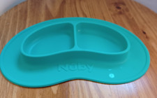 Nuby Silicone Sure Grip 2 Section Baby Plate/Tray/Dish- Child Feeding Mat Green