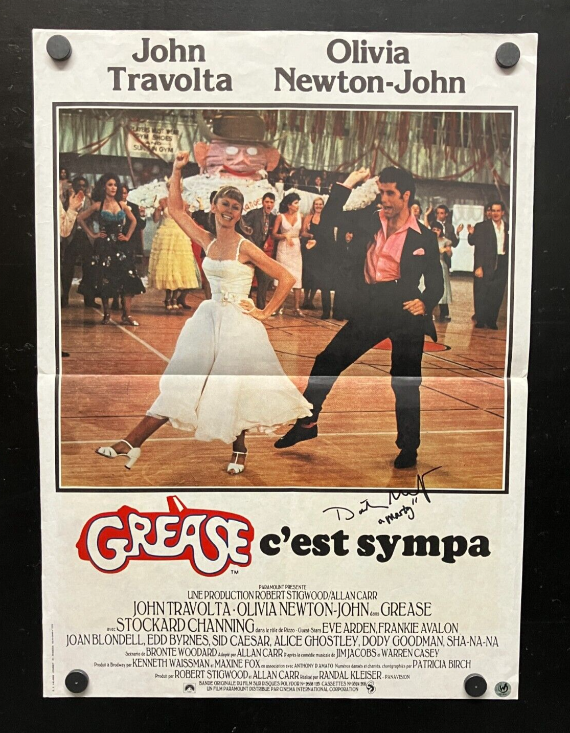 Original GREASE French Movie Poster Signed by Dinah Manoff with COA, image size:1115x1433