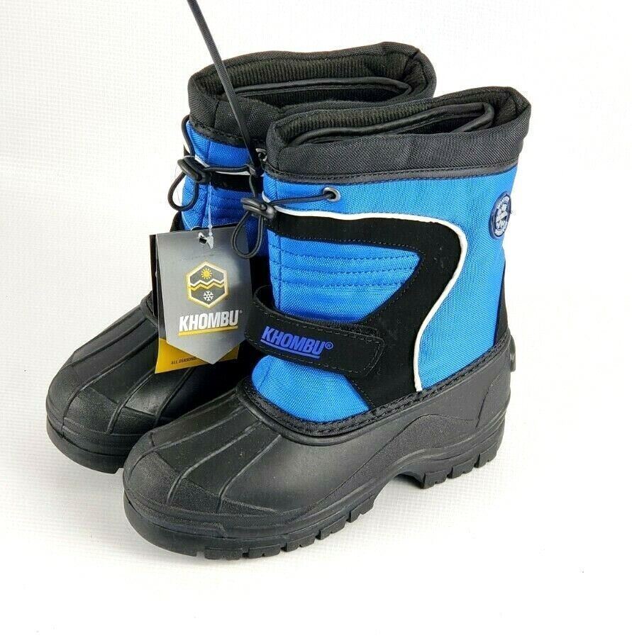Khombu Thermolite Kids Snow-boots Black/Blue Cris Youth 2M Winter Survivor  NEW