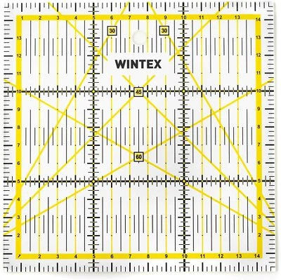WINTEX Näh Patchwork Lineal 15 x 15 cm transparent 2farbig Raster Winkelanzeige