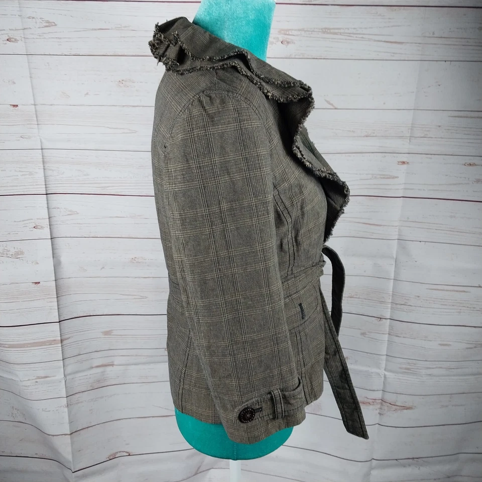 Ann Taylor Loft Mujer Talla 6P Marrón Chaqueta Abrigo Blazer Carrera Cinturón Bolsillos Botón Foto 3 de 4