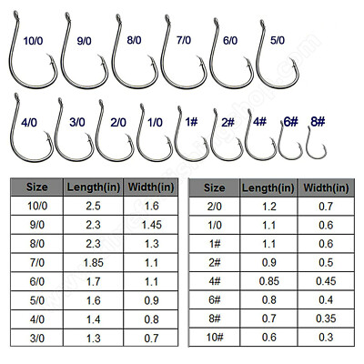 deep sea fishing hook size Sea Fishing Sport Circle Hooks 10/0-6 Catfish Pike Cod Pollock Ray Perch