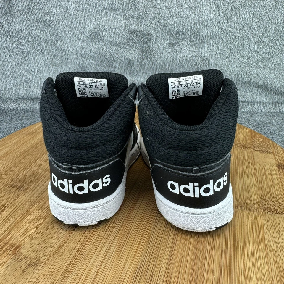Tênis Adidas masculino médio 2.0 H01064 preto branco alça casual tamanho 6K - Imagem 4 de 4