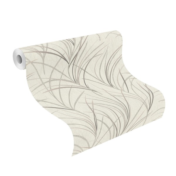 Rasch Tapete Vliestapete Botanical 540642 Grau Braun Weiß Stylisch Gras-image