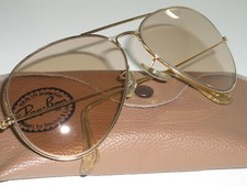 62 14 VINTAGE B L RAY-BAN BROWN PHOTOCHROMIC CHANGEABLES AVIATOR SUNGLASSES NEW