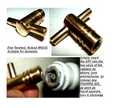 SOLID BRASS CENTRAL HEATING RADIATOR BLEED VALVE/VENT KEY AIR LOCK PLUMBING TOOL