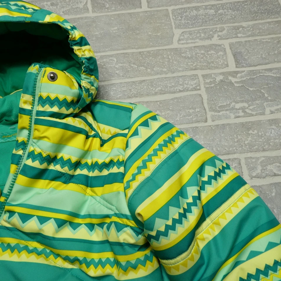 Marmot Jacket Youth Girls Large Green Yellow Insulated Parka Coat Zip Pockets - Image 4 of 4