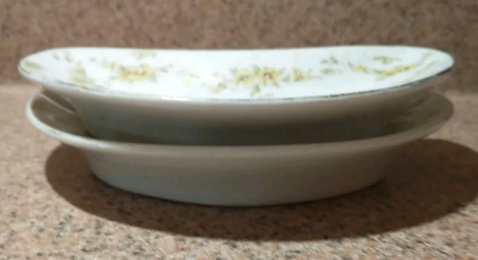 Австрийские боковые/костяные пластины из костяного фарфора Atq — кареглазая Сьюзен, с цветочным рисунком — набор из 2 - Изображение 4 из 4