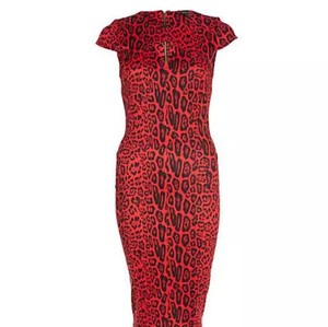 river island red leopard print dress